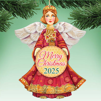 2025 Dated Wooden Nativity Angel Ornaments by G. Debrekht - Holiday Decor - 8152722-4-D25