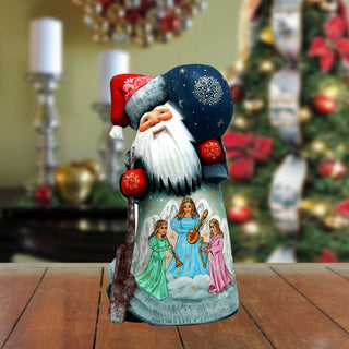 Singing Angels Santa Hand-Painted WOODCARVED Figurine by G. DeBrekht - Nativity Holiday Decor - 8214492 *** PRE-ORDER - Handmade Just for You! ***