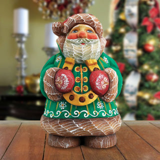 Santa Horseshoe Handcrafted Christmas Figurine - G. DeBrekht - Christmas Santa Snowman Decor - 517611R
