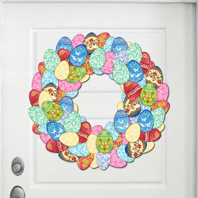 Easter Eggs Holiday Door Wreath by G. DeBrekht - Easter Spring Decor - 8185310-2H