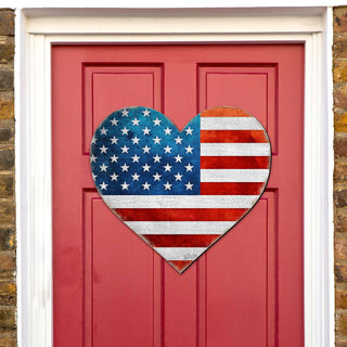 Patriotic Heart Decorative Holiday Door Decor - American Christmas Decor - 8187130-2H