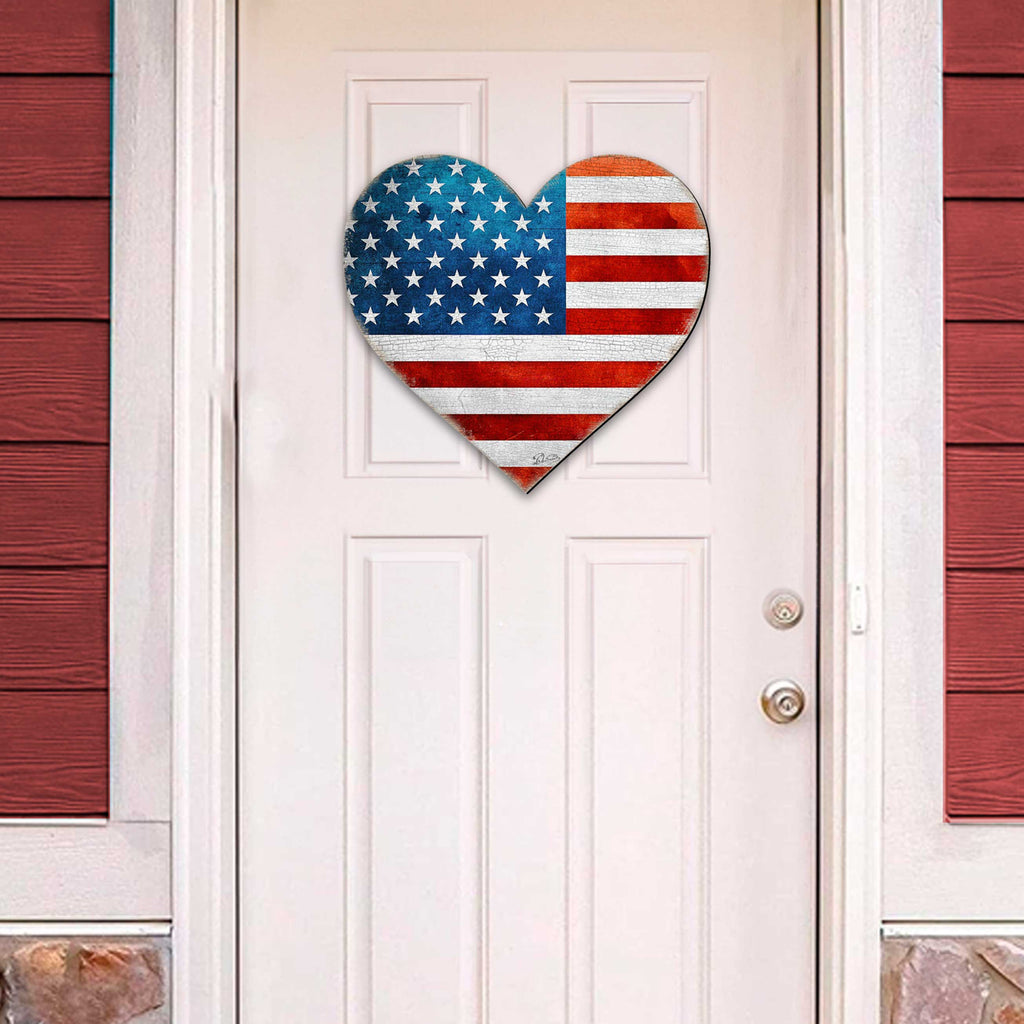 Patriotic Heart Decorative Holiday Door Decor - American Christmas Decor - 8187130-2H