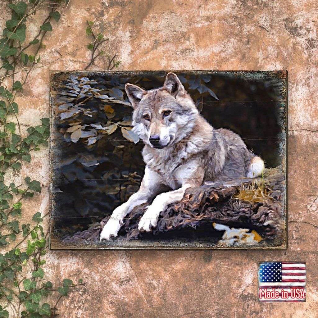 Wolf Art Wooden Wall Art by Nature Wonders - Nature Wildlife Decor - 95287B
