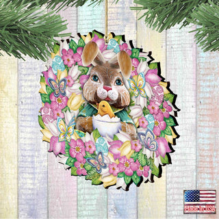 Bunny Wreath Wooden Ornaments Easter by G. DeBrekht - Easter Spring Decor - 8185301-2