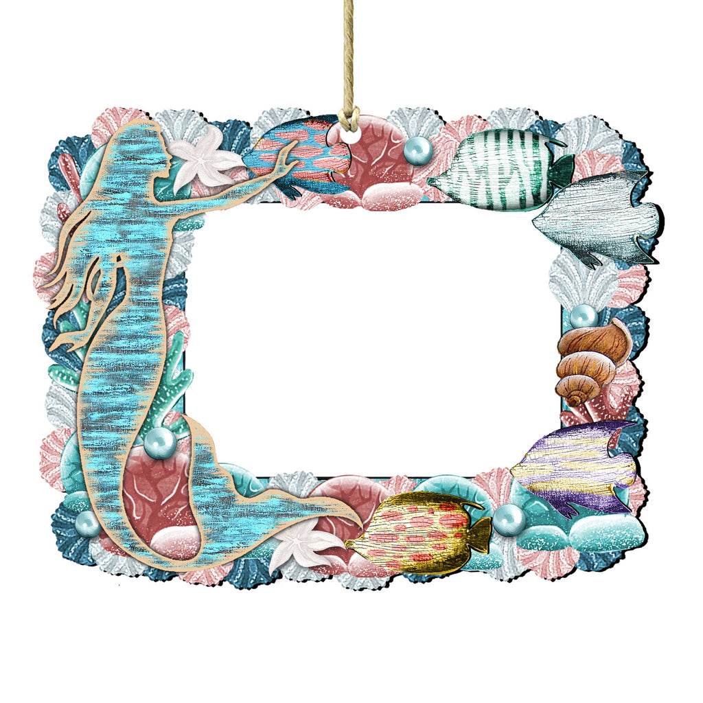 The Princess of the Sea Mermaid Ornament Picture Frame Ornament for Photo by G. Debrekht - 8198514-3PF