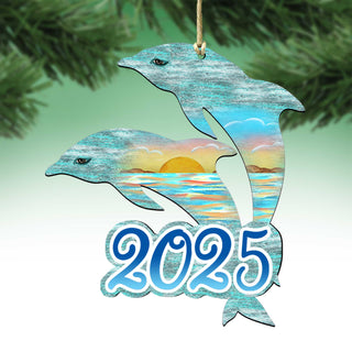 Coastal Holiday Decor - 2025 Dated Coastal Celebration Wooden Ornaments by G. Debrekht - 8198519-D25