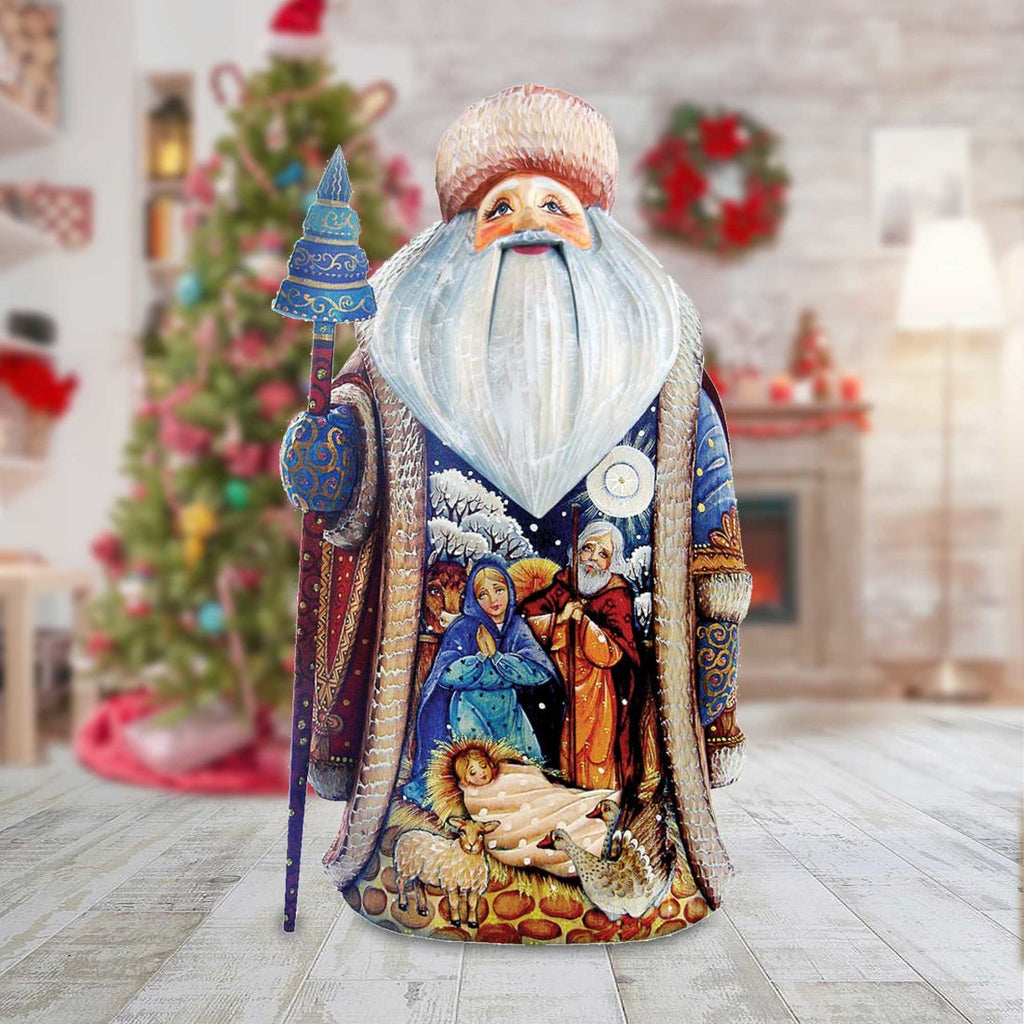 Magic Night Father Frost Santa Hand-Painted WOODCARVED Masterpiece by G. DeBrekht - Nativity Holiday Decor - 241123 *** PRE-ORDER - Handmade Just for You! ***