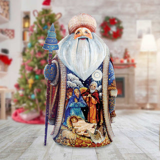 Magic Night Father Frost Santa Hand-Painted WOODCARVED Masterpiece by G. DeBrekht - Nativity Holiday Decor - 241123 *** PRE-ORDER - Handmade Just for You! ***