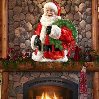 Santa Holiday Door Wreath by D. Gelsinger - Christmas Santa Snowman Decor - 8461015H-1513