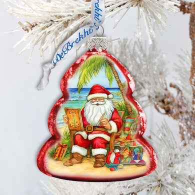 Holiday Coastal Ornament - Santa's Artistry Keepsake Glass Ornaments by G. Debrekht - Christmas Decor - 777415