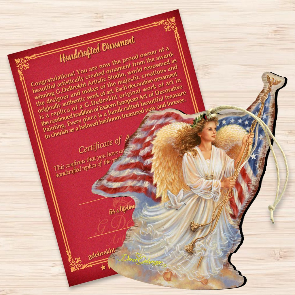 American Angel Wooden Ornaments by Gelsinger - American Christmas Decor - 8161021-0107
