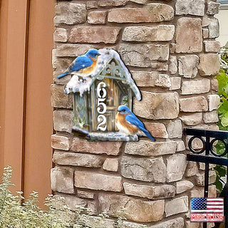 Birds Lover Wooden Personalized House Number Sign by D. Gelsinger - Easter Spring Decor - Handcrafted Wooden Address Sign - MA8461054-1-1533