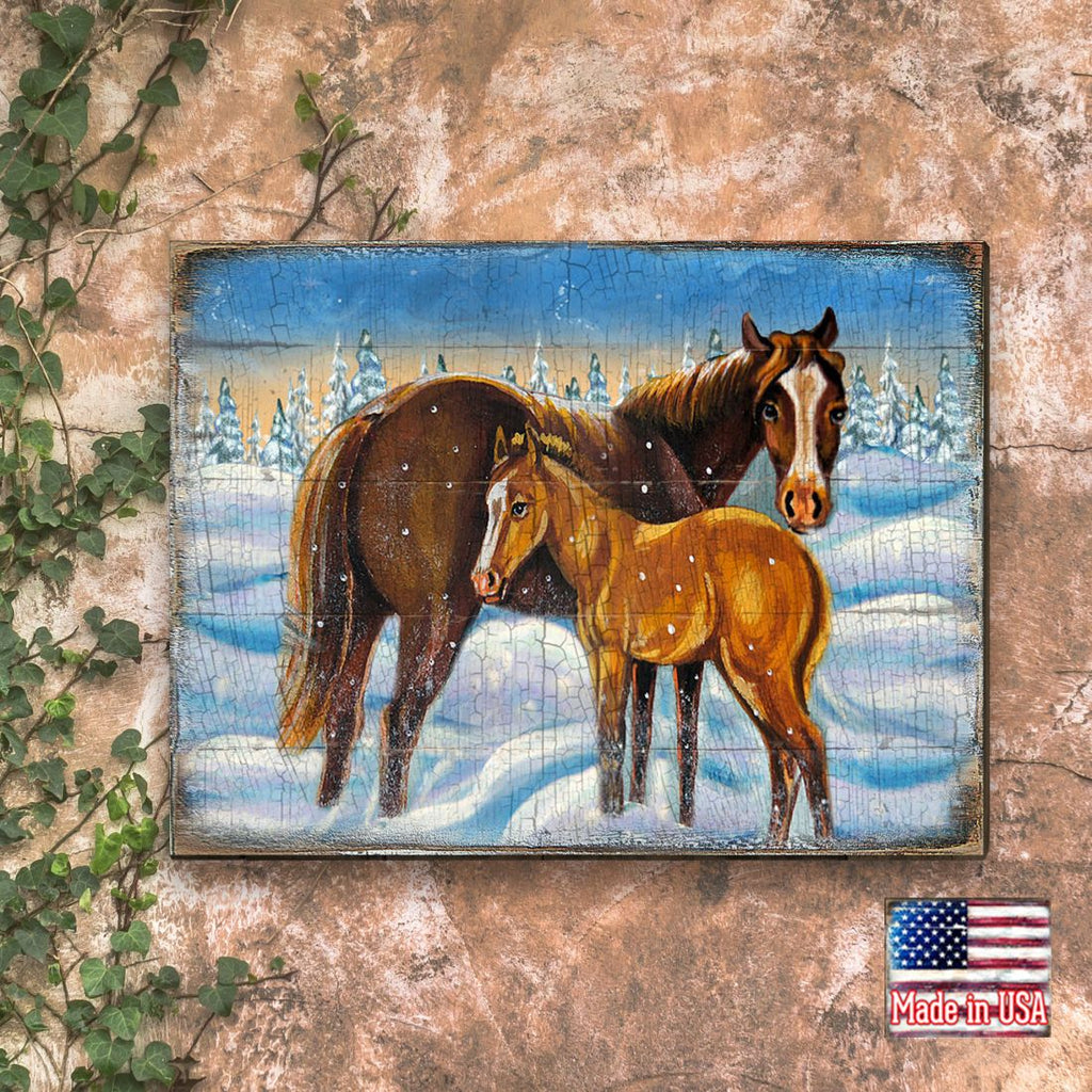 Horses Art Wooden Wall Art by Nature Wonders - Nature Wildlife Decor - 95218B