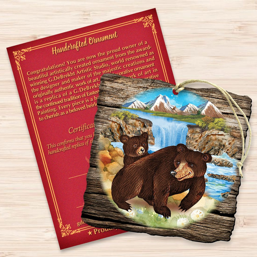 Bear Cabin Christmas Wooden Ornaments by G. DeBrekht - Wildlife Holiday Decor - 8114081