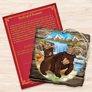 Bear Cabin Christmas Wooden Ornaments by G. DeBrekht - Wildlife Holiday Decor - 8114081
