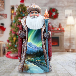 Nothern Lights Train Santa Hand-Painted WOODCARVED Masterpiece by G. DeBrekht - Christmas Décor - 8202016