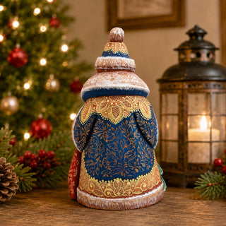 Snowman Christmas Santa Hand-Carved Wooden Figurine- Hand-Painted WOODCARVED Masterpiece Figurine by G. DeBrekht - Christmas Decor - 8203027