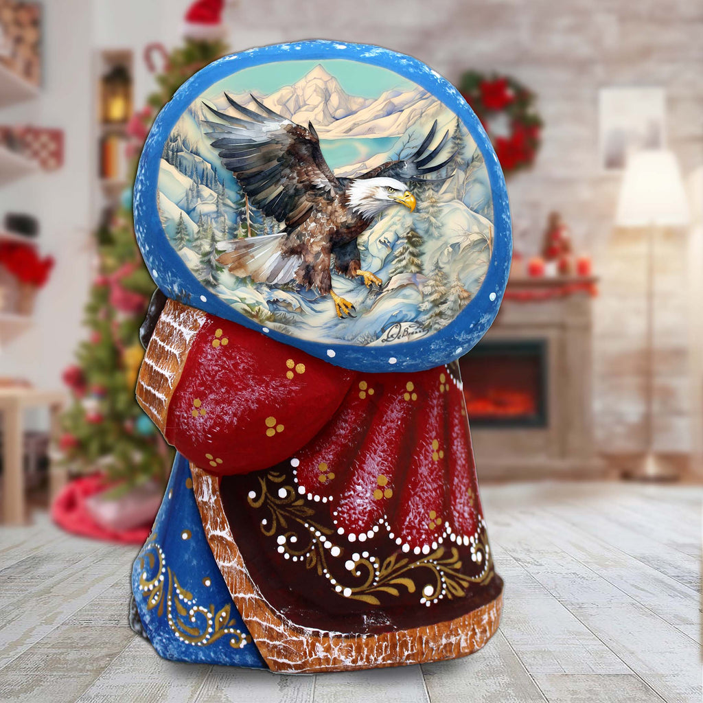 Flying Eagle Santa with Bag Hand-Painted WOODCARVED Masterpiece by G. DeBrekht - Christmas Décor - 8215566