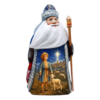 Shepherd Boy Nativity Santa Hand-Carved Wooden Figurine - Hand-Painted WOODCARVED Masterpiece by G. DeBrekht - Christmas Decor - 8215955