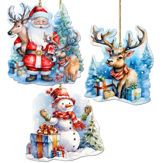 Christmas Is Here Decorative Eco Wood Ornaments Set of 3 by G. Debrekht - Christmas Decor - 8091028-S3