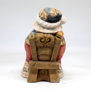 One-of-a-Kind - Santa with Gift WOODCARVED Figurine 5.5x3.5x4.5 by G.DeBrekht - Unique Handcarved and Hand-Painted Collectible