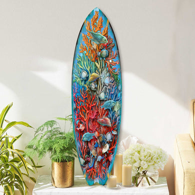 Surfboard Coastal Wall Art - Underwater Life Wall Art by G. DeBrekht - Coastal Holiday Decor - 8490135HS