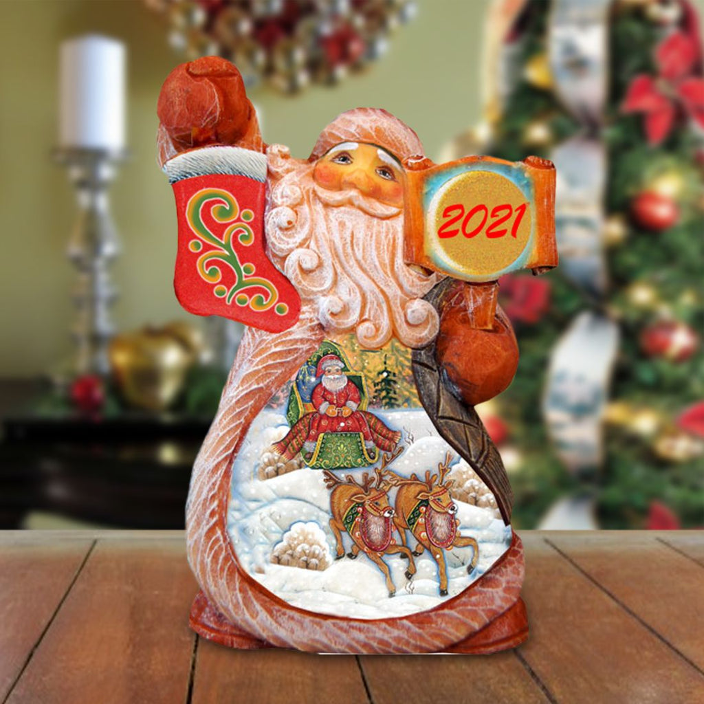 Village Sleigh Ride Tiny Tale Christmas Figurine by G. DeBrekht - Christmas Santa Snowman Decor - 561639