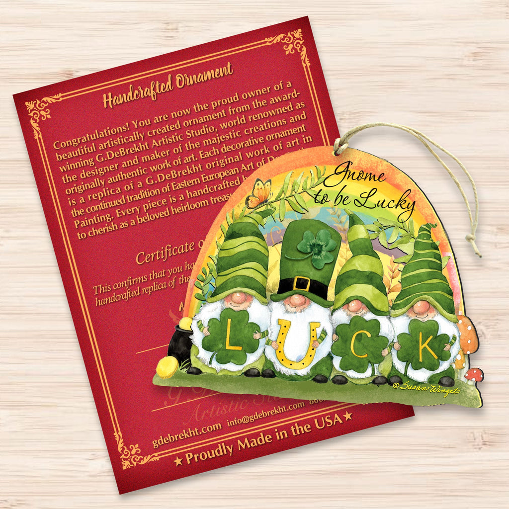 St Patrick's Gnomes Wooden Ornaments by Susan Winget - Celtic Decor - 8471110-SW