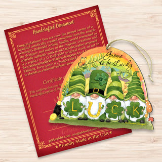 St Patrick's Gnomes Wooden Ornaments by Susan Winget - Celtic Decor - 8471110-SW