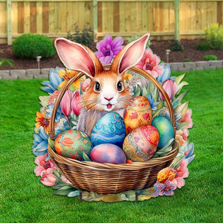 Bunny in a Basket Easter Yard Sign by G. DeBrekht - Easter Spring Decor - 8652764F