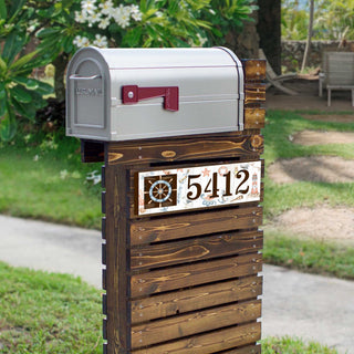 Coastal Door Numbers Sign - Captain Wheel Wooden House Number - Custom Home Address Sign - MA989815