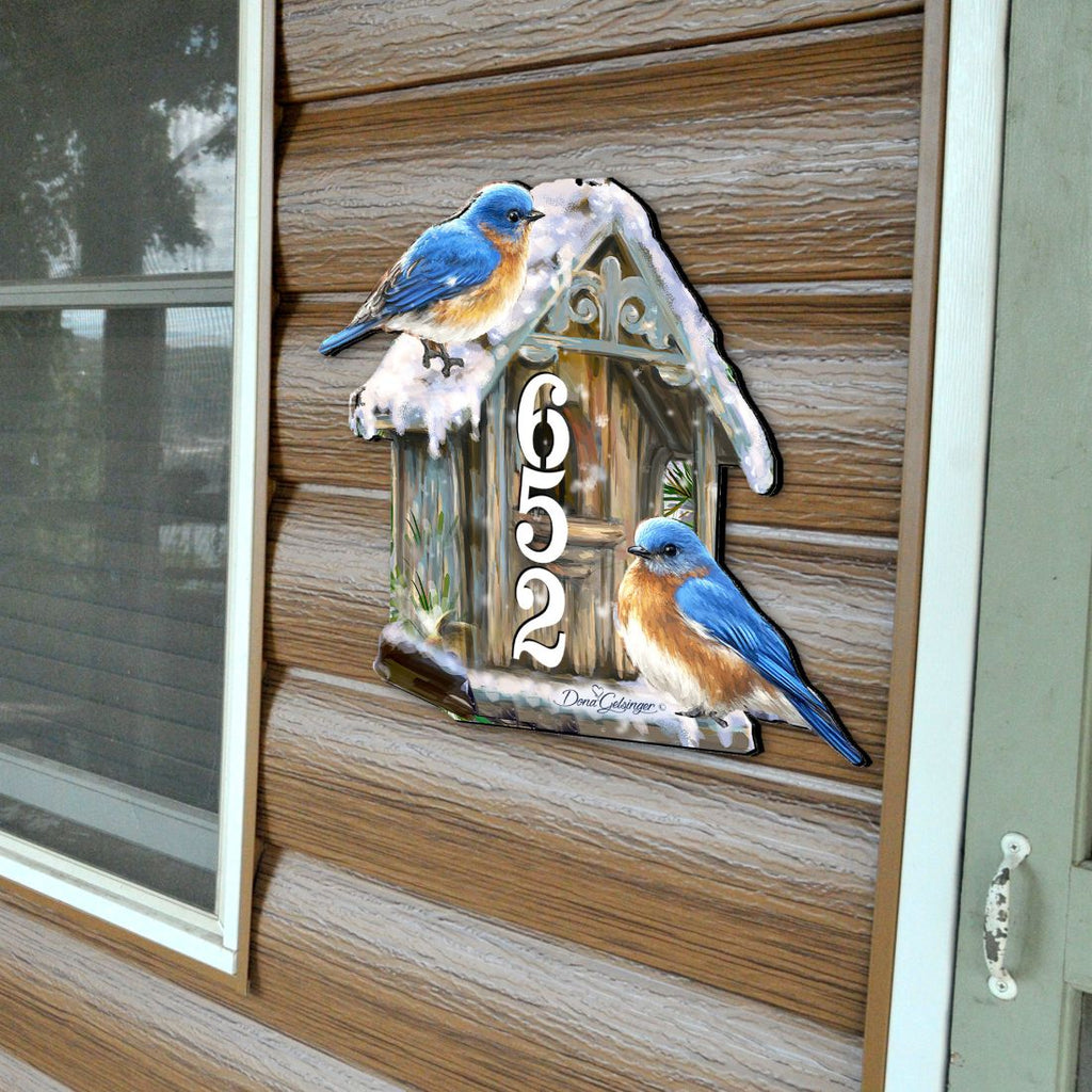 Birds Lover Wooden Personalized House Number Sign by D. Gelsinger - Easter Spring Decor - Handcrafted Wooden Address Sign - MA8461054-1-1533