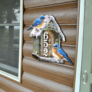 Birds Lover Wooden Personalized House Number Sign by D. Gelsinger - Easter Spring Decor - Handcrafted Wooden Address Sign - MA8461054-1-1533