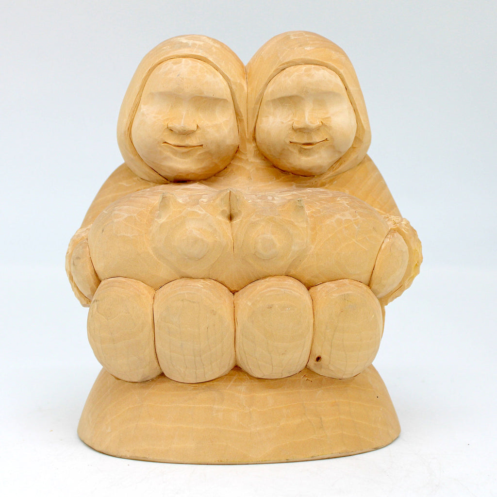 One-of-a-Kind Two Little Friends Wood Carved Figurine 6