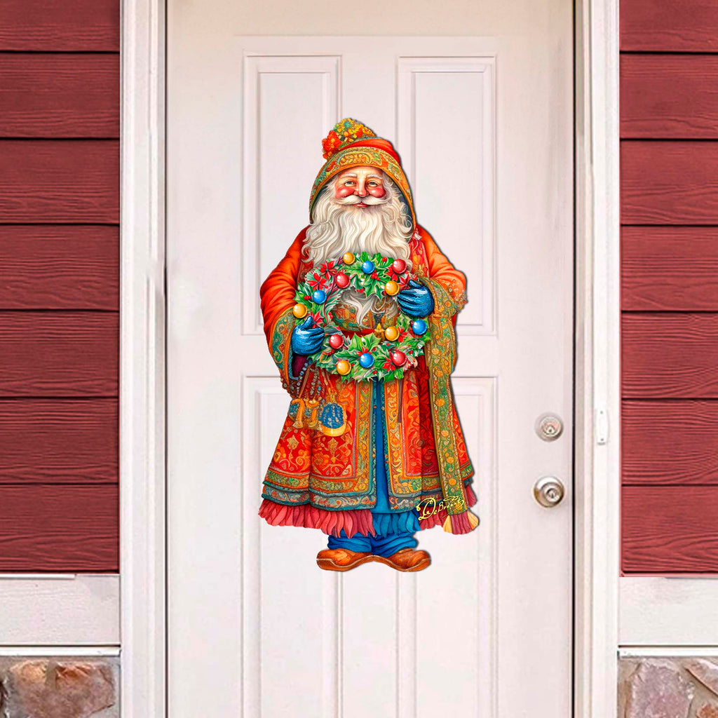 Santa's Wreath of Joy Holiday Door Decor by G. Debrekht - Christmas Santa Snowman Decor - 8691402H