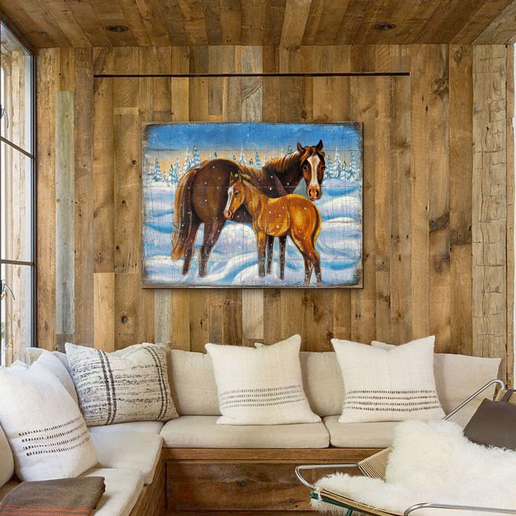 Horses Art Wooden Wall Art by Nature Wonders - Nature Wildlife Decor - 95218B