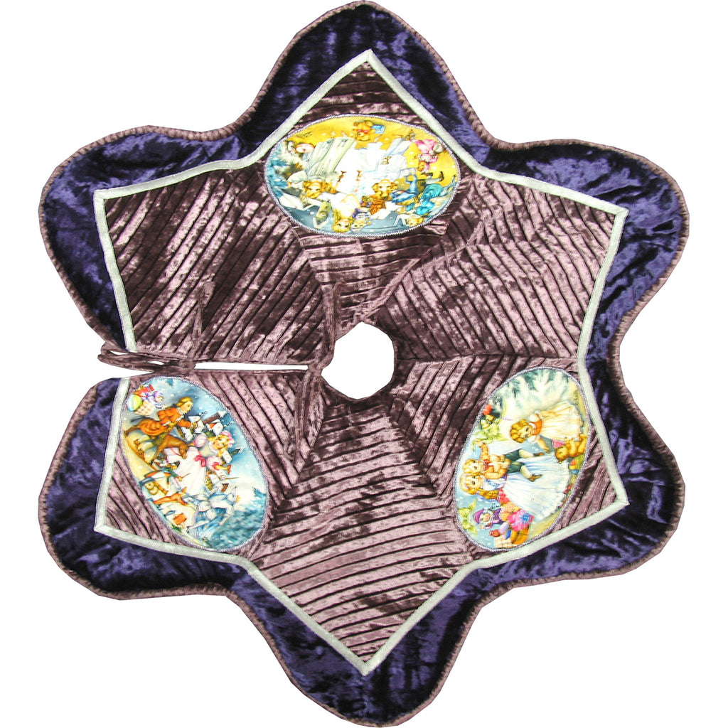 Christmas Nutcracker Story Tree Skirt Medium 37-Inches Diameter - Handmade Tapestry from Velvet and Silk Hand-Embroidered with Gold 15x15 Inches by G. Debrekht - Unique Handcrafted Home Decor