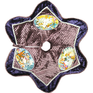 Christmas Nutcracker Story Tree Skirt Medium 37-Inches Diameter - Handmade Tapestry from Velvet and Silk Hand-Embroidered with Gold 15x15 Inches by G. Debrekht - Unique Handcrafted Home Decor