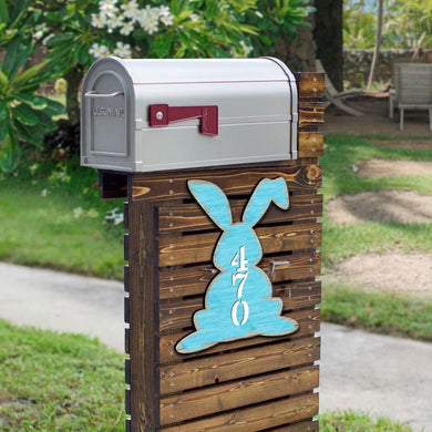 Bunny Easter Vertical Personalized House Number Sign - Easter Spring Decor - Handcrafted Wooden Address Sign - MA981343
