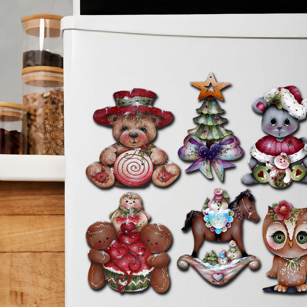 Spirit of Christmas Decorative Eco Wood Magnets Set of 6 by Jamie Mills-Price - Christmas Decor - 8090052G-S6