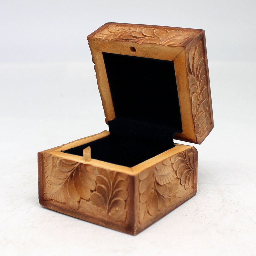 One-of-a-Kind Floral Wood Carved Jewelry Box 2.5