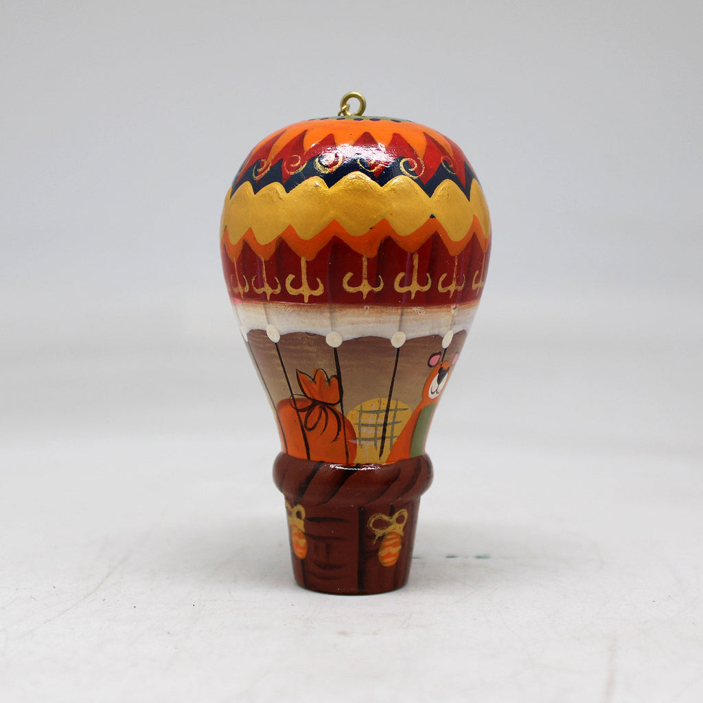 One-of-a-Kind Santa on a Balloon Wooden Ornament 35x2x2 by G. Debrekht - Unique Handcrafted and Handpainted Collectible