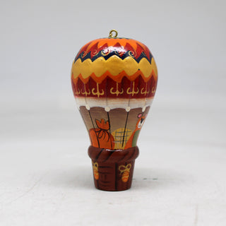 One-of-a-Kind Santa on a Balloon Wooden Ornament 35x2x2 by G. Debrekht - Unique Handcrafted and Handpainted Collectible