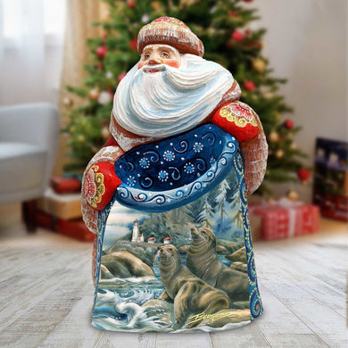 Lions of the Sea Lighthouse Caves Hand-Painted WOODCARVED Figurine by J. Bergsma - Wildlife Holiday Decor - 2422883-JB *** PRE-ORDER - Handmade Just for You! ***