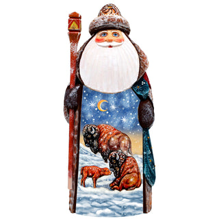 Bison's Family Santa Hand-Painted WOODCARVED Masterpiece Figurine by G. DeBrekht - Christmas Decor - 8201025