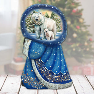 Polar Bears Santa with Bag Hand-Painted WOODCARVED Masterpiece by G. DeBrekht - Christmas Decor - 8215561
