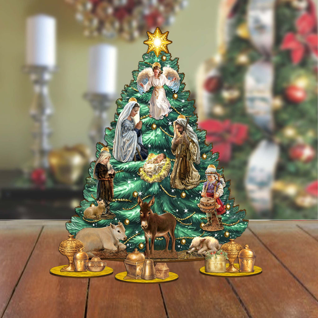 Story of Nativity Christmas Tree Eco Wood Set by D. Gelsinger Christmas Decor - 8091503-1-DG