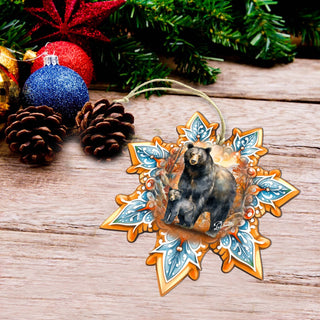 Black Bear Snowflake Large Wooden Ornament by G. Debrekht - Nature Wildlife Decor - 8688407M