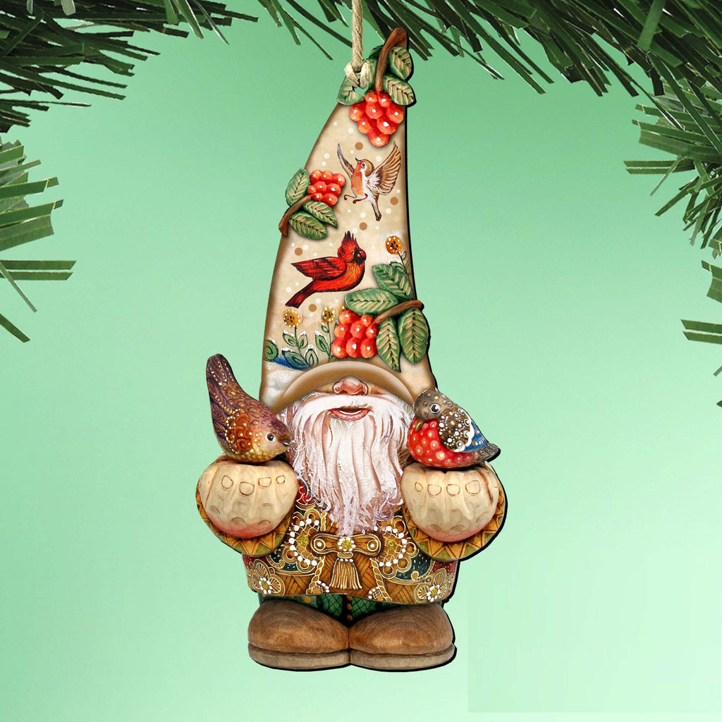 Fall Gnome Dwarf Wooden Ornaments by G. DeBrekht - Thanksgiving Halloween Decor - 8611013