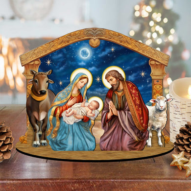 Holy Family Nativity Scene Decorative Village Eco Wood Set by G. Debrekht Nativity Holiday Decor - 852764